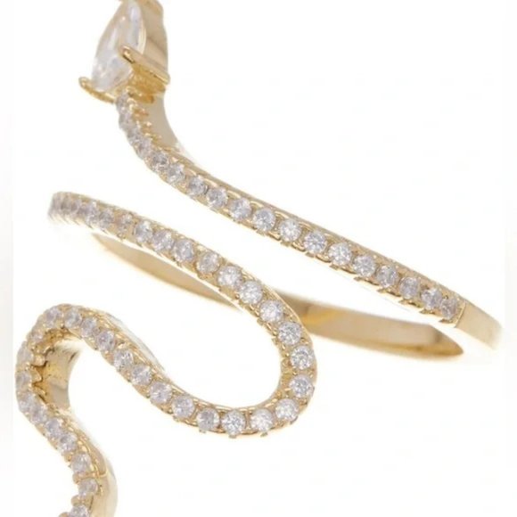 🆕 | Adornia | 14k Gold Plated Swarovski Crystal Accented | Winding Snake Ring - Picture 4 of 4